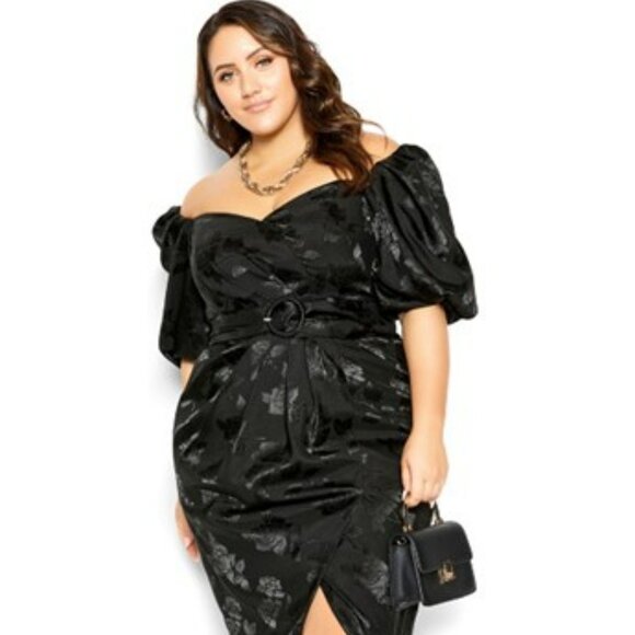 City Chic Dresses & Skirts - NWT City Chic Black Sweetheart Jacquard Dress